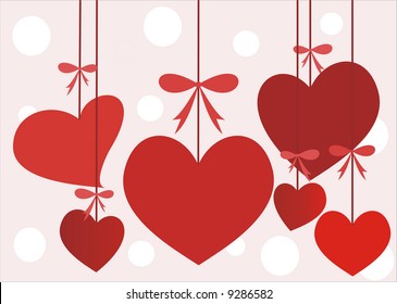 Hearts in various undertone of red color