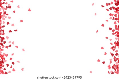 Hearts in varying shades of red on a white background, creating a sense of encircling movement. Vector illustration