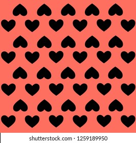  Hearts vector background. Seamless pattern. Living coral.Color of the year.