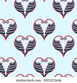 Hearts vector background. Seamless repetitive illustration in vector.
