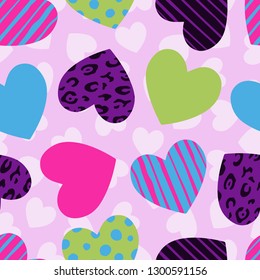 Hearts vector background. Valentines day card, greeting, wedding, symbol. Seamless hearts pattern - Vector