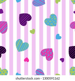 Hearts vector background. Valentines day card, greeting, wedding, symbol. Seamless hearts pattern - Vector