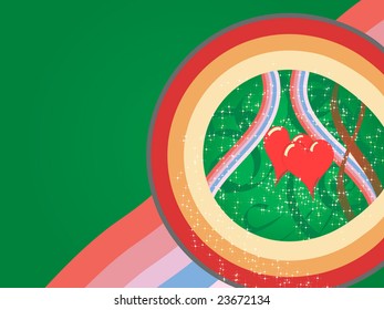 Hearts vector clip art on a green background