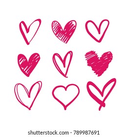 Hearts vector doodle, illustration