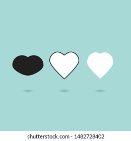 Hearts vector flat illustration. Set hearts icon For websites, blogs, illustrations, disign, cards, business etc 