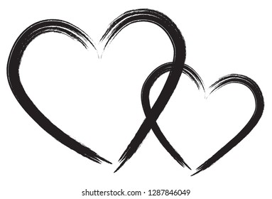 Hearts vector. Hand drawn icons. Trendy brush stroke hearts isolated on white background Vector illustration