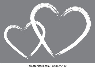 Hearts vector. Hand drawn icons. Trendy brush stroke hearts isolated on gray background. Useful for banner, greeting card and Valentine's day. Creative art sketch, modern concept. Vector illustration