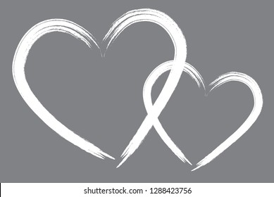 Hearts vector. Hand drawn icons. Trendy brush stroke hearts isolated on gray background. Useful for banner, greeting card and Valentine's day. Creative art sketch, modern concept. Vector illustration