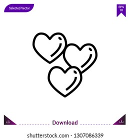 hearts vector icon. Best modern, simple, isolated, flat icon for website design or mobile applications, UI / UX design vector format