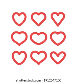 Hearts vector icon collection. Valentine's day romance symbols.