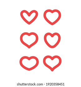 Hearts vector icon collection. Valentine's day romance symbols.