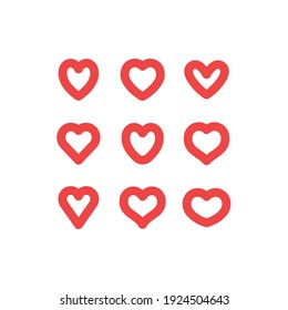 Hearts vector icon collection. Valentine's day romance symbols.