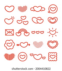 Hearts vector icon collection. Valentine's day romance symbols. vector illustration