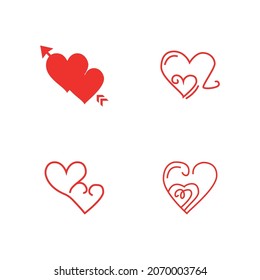 Hearts vector icon collection. Valentine's day romance symbols .Hand drawn hearts set Illustration