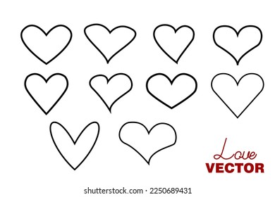 Hearts vector icon collection. Valentine's day romance symbols.