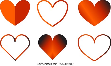 Hearts vector icon collection. Valentine's day romance symbols.