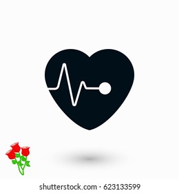 hearts vector icon, flat design best vector icon