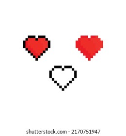 Icono vectorial del corazón. Logo de 8 bits para el juego. eps10