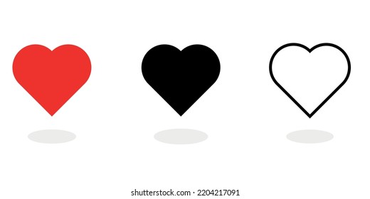 Hearts vector icon set. Love symbol. set of hearts. Heart icons. Sign of love.