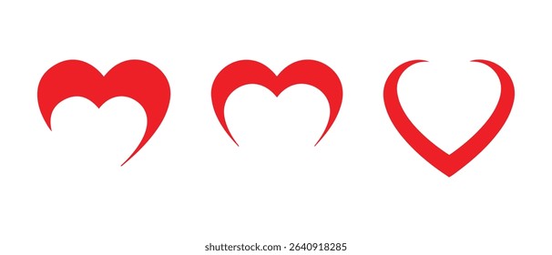 Hearts. Hearts vector icons, isolated. Heart red vector icon. Vector illustration.