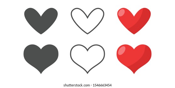 Hearts vector icons. Love symbol collection.
