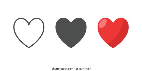 Hearts vector icons. Love symbol collection.