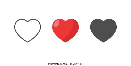 Hearts vector icons. Love symbol collection.