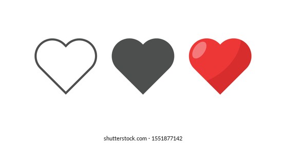 Hearts vector icons. Love symbol collection.