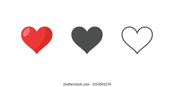 Hearts vector icons. Love symbol collection.