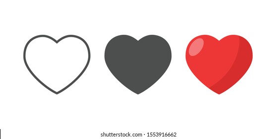 Hearts vector icons. Love symbol collection.