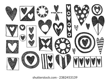 Hearts vector illustration hand drawn clipart