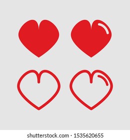 Hearts vector illustrations set. Donation, voluntary and charity service logotype. Healthcare logo. Valentines day, love and romantic feelings symbol. Red heart with plus, minus sign and keyhole icons