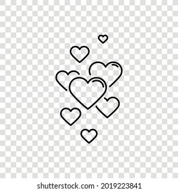 icono de línea vector de corazones en un fondo transparente