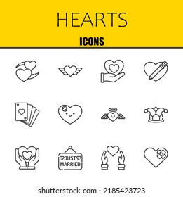 hearts vector line icons set. heart, heart and heart Icons. Thin line design. Modern outline graphic elements, simple stroke symbols stock illustration