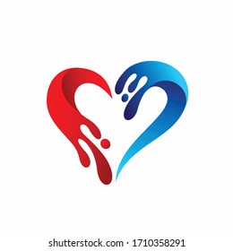 logotipo del vector corazones, diseño del logotipo de la costa