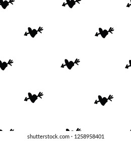 Hearts vector pattern. Hand drawn doodle vector isolated on background. Inked heart. Sketch style