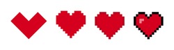 Hearts Vector Pixel Icons Isolated Elements. Vector Illustration. Love Symbol Isolated  Signs. EPS 10