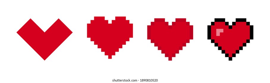 Hearts vector pixel icons isolated elements. Vector illustration. Love symbol isolated  signs. EPS 10