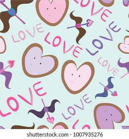 Hearts vector seamless pattern background, ideal for memento, wedding invitation, Valentines Day