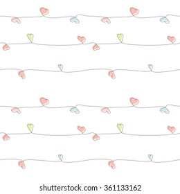 Hearts vector seamless pattern. Can be used in web design, printed on fabric/paper, as a background, or as an element in a composition.
