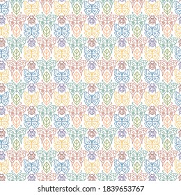 Hearts vector seamless pattern for shirt, panties, tank top or swimsuit, underwear, bedding, blanket or pillow. Outline sketch background. Doodle textile. Wedding. Fashion design for Valentines day
