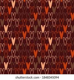 Hearts vector seamless pattern for shirt, panties, tank top or swimsuit, underwear, bedding, blanket or pillow. Outline sketch background. Doodle textile. Wedding. Fashion design for Valentines day