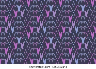 Hearts vector seamless pattern for shirt, panties, tank top or swimsuit, underwear, bedding, blanket or pillow. Outline sketch background. Doodle textile. Wedding. Fashion design for Valentines day