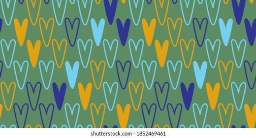 Patrón sin fisuras vectorial del corazón para camisetas, bragas, bañeras o trajes de baño, ropa interior, ropa de cama, manta o almohada. Fondo de esbozo de esquema. Tejido de Doodle. Boda. Diseño de moda para el día de San Valentín
