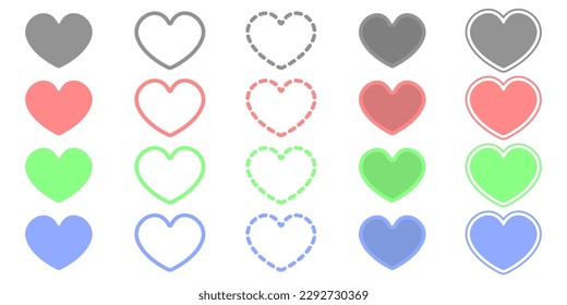 Hearts vector set. Icons of hearts are a stylish symbol of life. Cute hearts set. Icons of hearts with arrows vector. Recycle heart icon. Symbol of love vector. Saint Valentine vector.