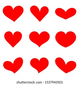 Hearts vector set. vector illustration on a white background.