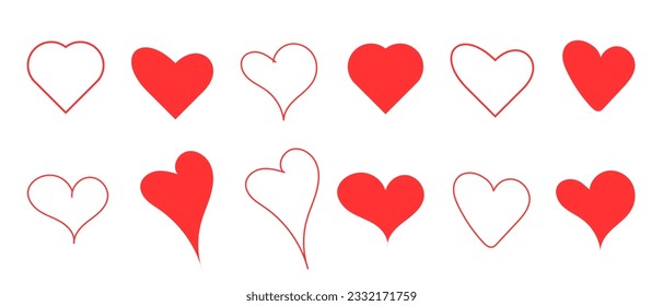 Hearts; vector set.ISOLATED ON A WHITE BACKGROUND