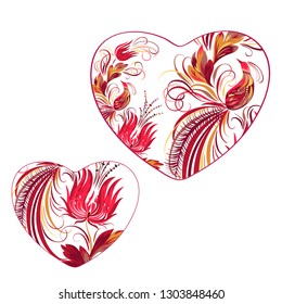 hearts with vector ukrainian national patterns