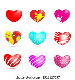 Hearts vector. Valentine design set of icons and love symbols with isolated on white background. Vector illustration.