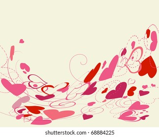 Hearts wavy background